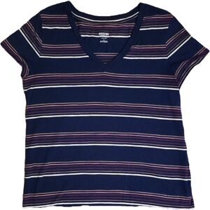 Mossimo Supply Co Fitted Blue, Pink and White Short Sleeve Tee